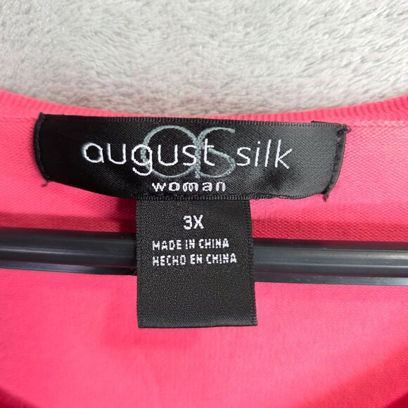 Womens August Silk Pink Cardigan Sweater Silk Blend Button Up Long Sleeve 3X - Picture 2 of 8